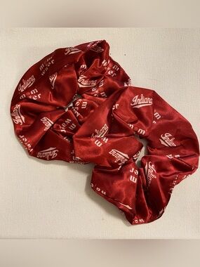 Indiana Red Satin Logo Scrunchie - Women’s Hair Accessory
